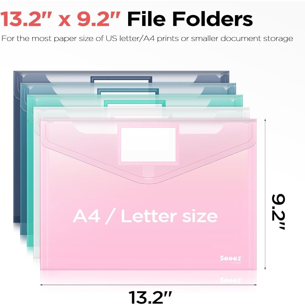 Plastic Envelopes 10Pack Heavy Duty Clear File Folders Document Holders Storage