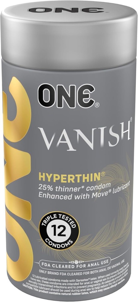 ONE Vanish Hyperthin Extra Sensitive Thin Latex Condoms + Brass Pocket Case