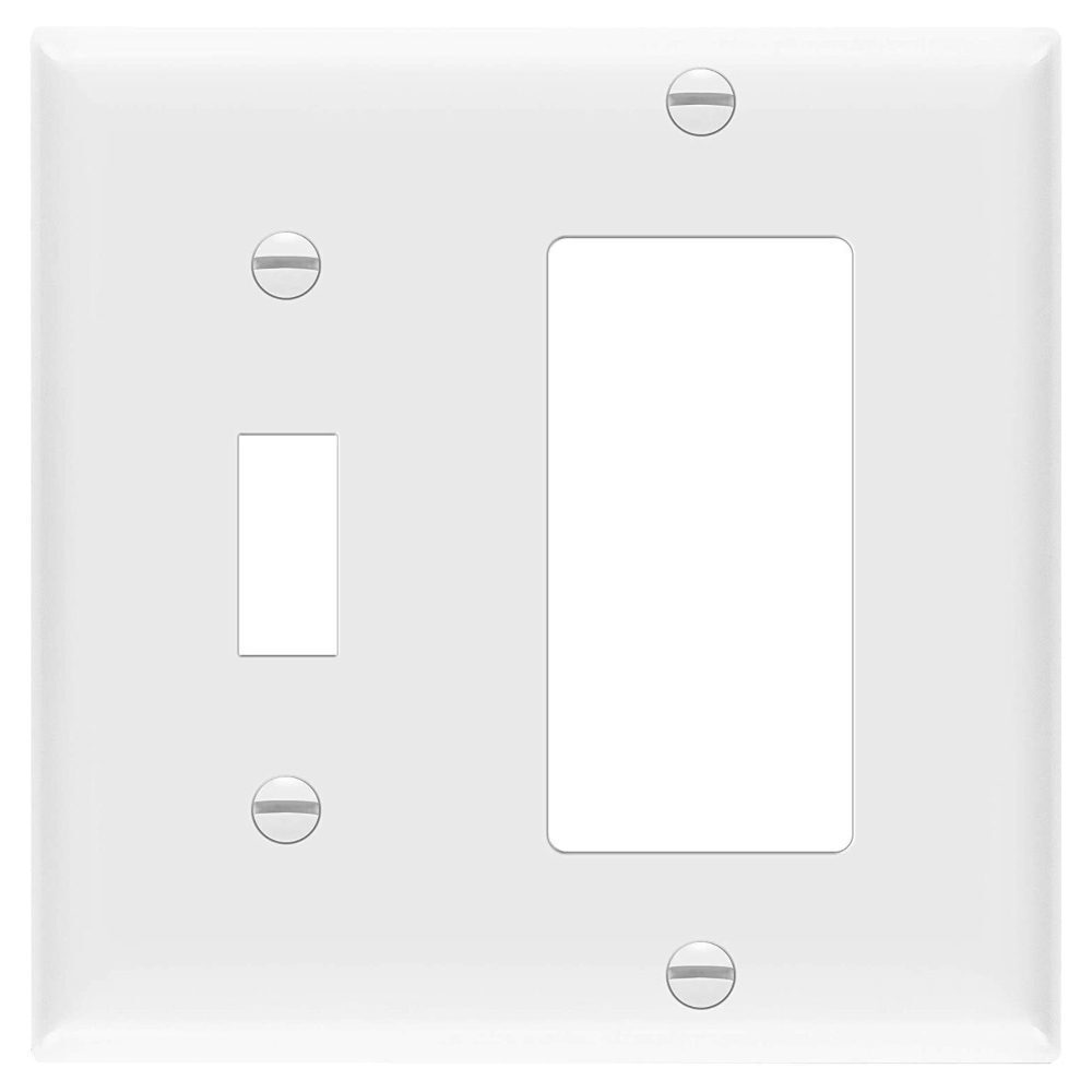 Generic, Toggle Switch/Duplex Receptacle Wallplate, White