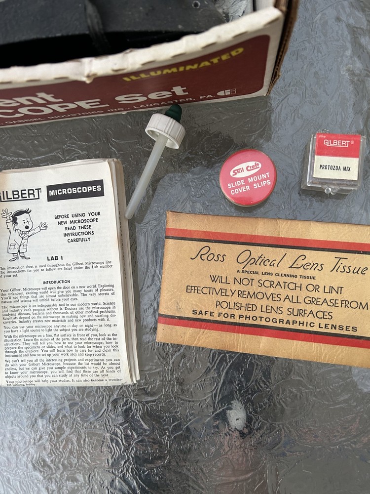 Vintage A.C. Gilbert Student Microscope Set Illuminated Complete w/ Box