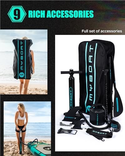 11'6"×34"×6" Extra Wide Inflatable Paddle Board, Stand Up green basic version