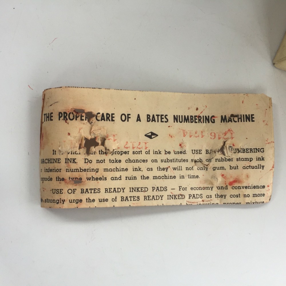 Vintage Bates 6 Wheeled Stamper Repeat Numbering Machine 6 E In Original Box