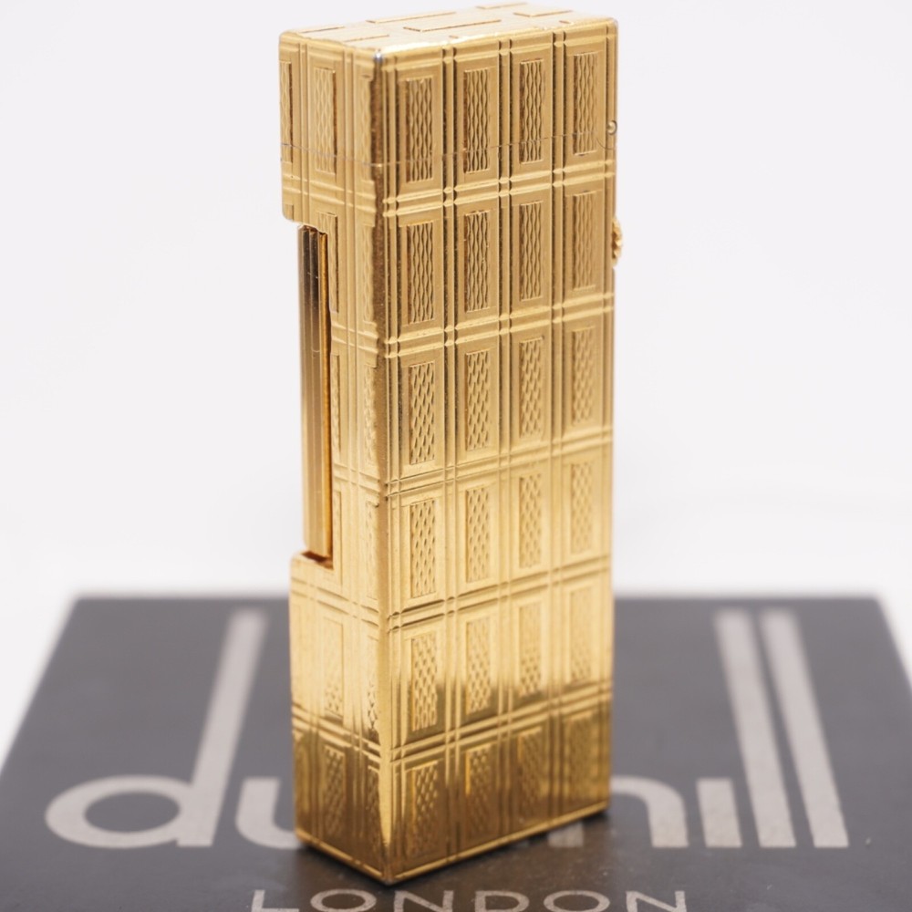 Rare Dunhill Lighter Gold check Pattern-Ultrasonically cleaned