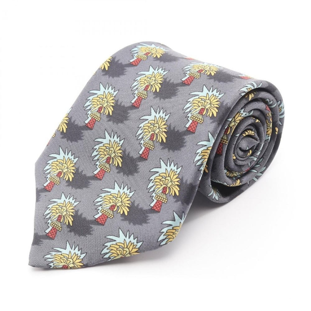 HERMES Tie Apparel Silk Gray Used