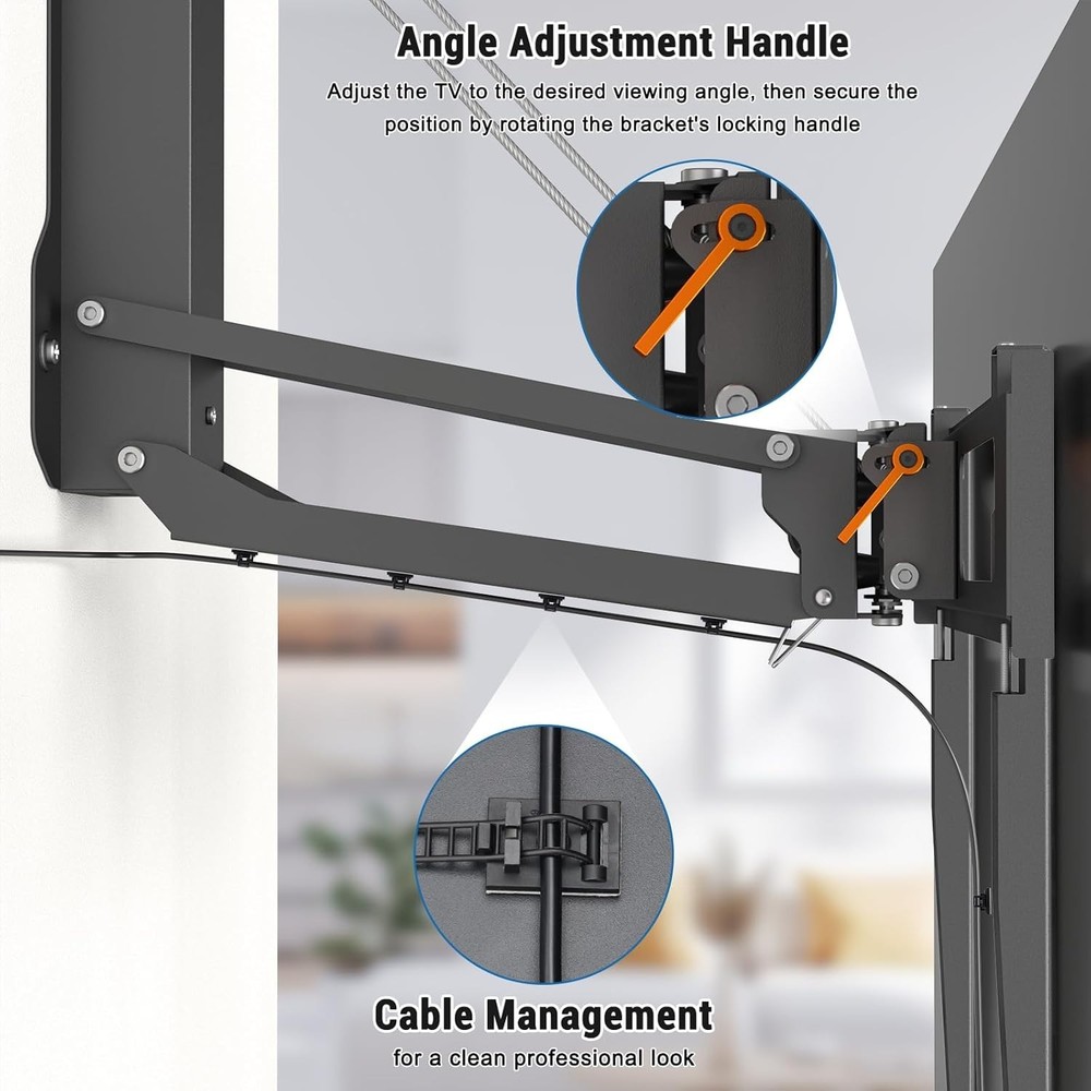 XINYAO TV Mount Pull Down with Remote, Motorized Height Adjustable