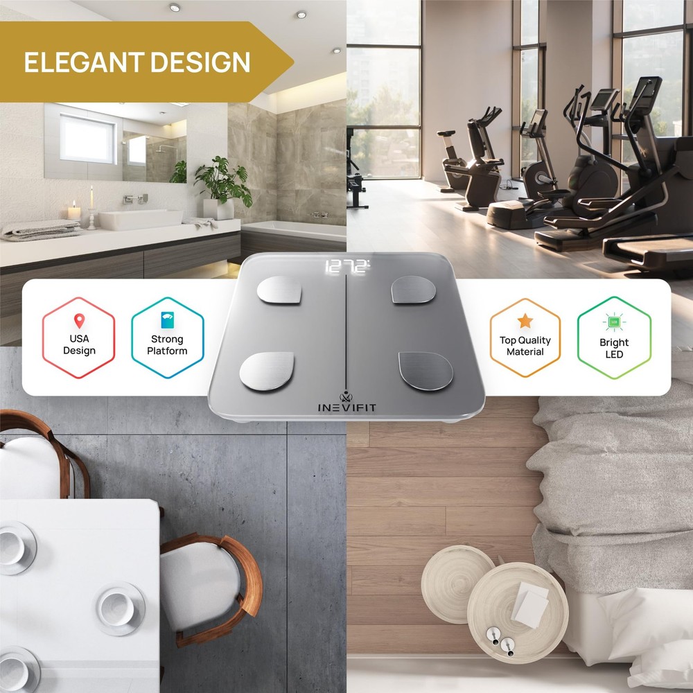 Smart Body Fat Scale, Highly Accurate Bluetooth Digital Bathroom Body Composi...