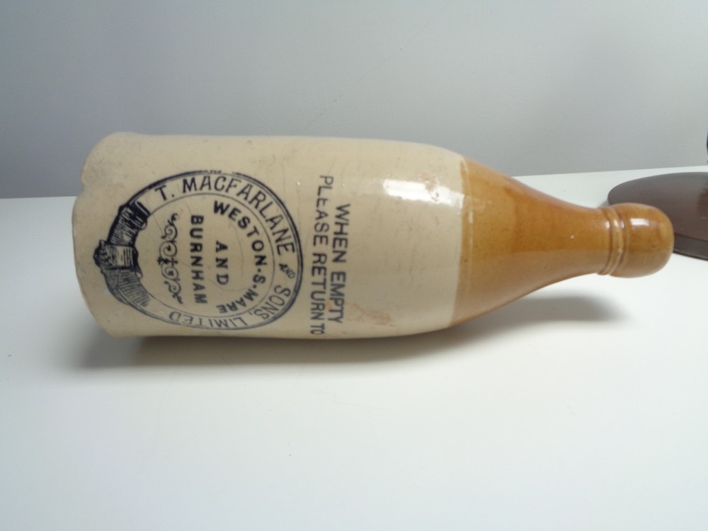 An Old MACFARLANE & SONS Stoneware Bottle Weston Super Mare Burnham