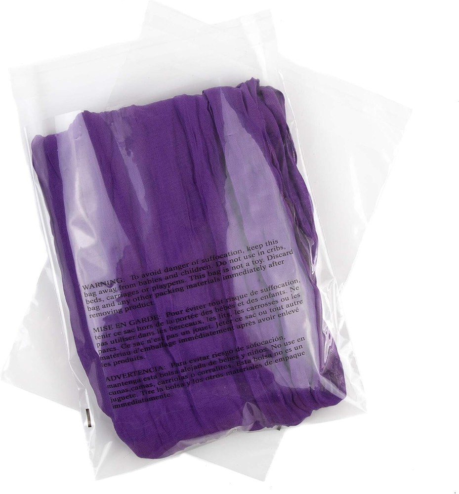 100 PCS 10"x15" Poly Bags with Suffocation Warning Apparel Clear Poly 1.5ml