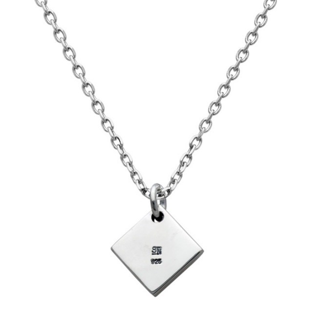 Dr MONROE Sync Note Silver Wave Square Pendant Necklace w/ Chain