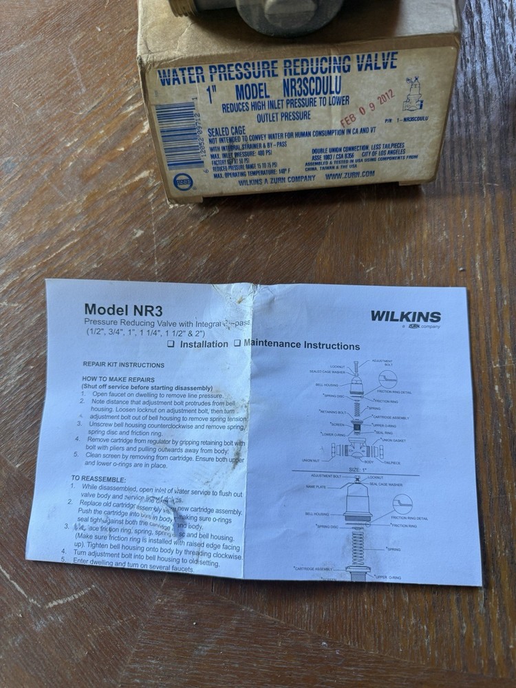 1 inch water pressure reducing valve