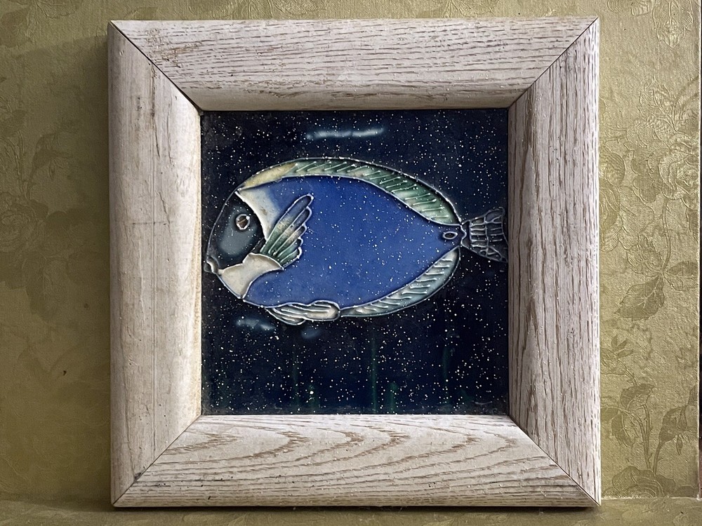 Tropical Shell Fish Ocean Nautical Ceramic Tile Decor framed signed