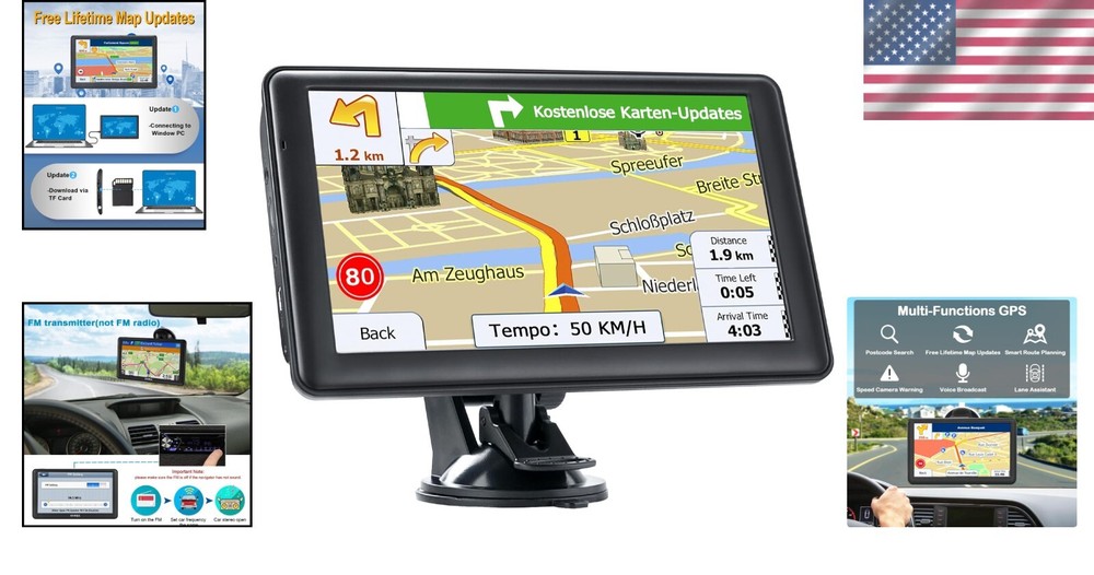 North America GPS Navigation with 2024 Maps & Multi-Language Voice Support