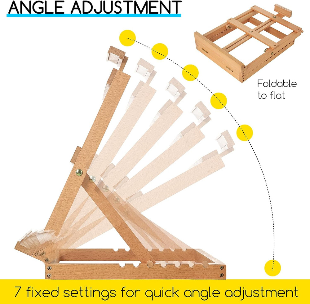 Heavy-Duty Tabletop Studio H-Frame Wooden Easel- Solid Beech Wood Adjustable Art