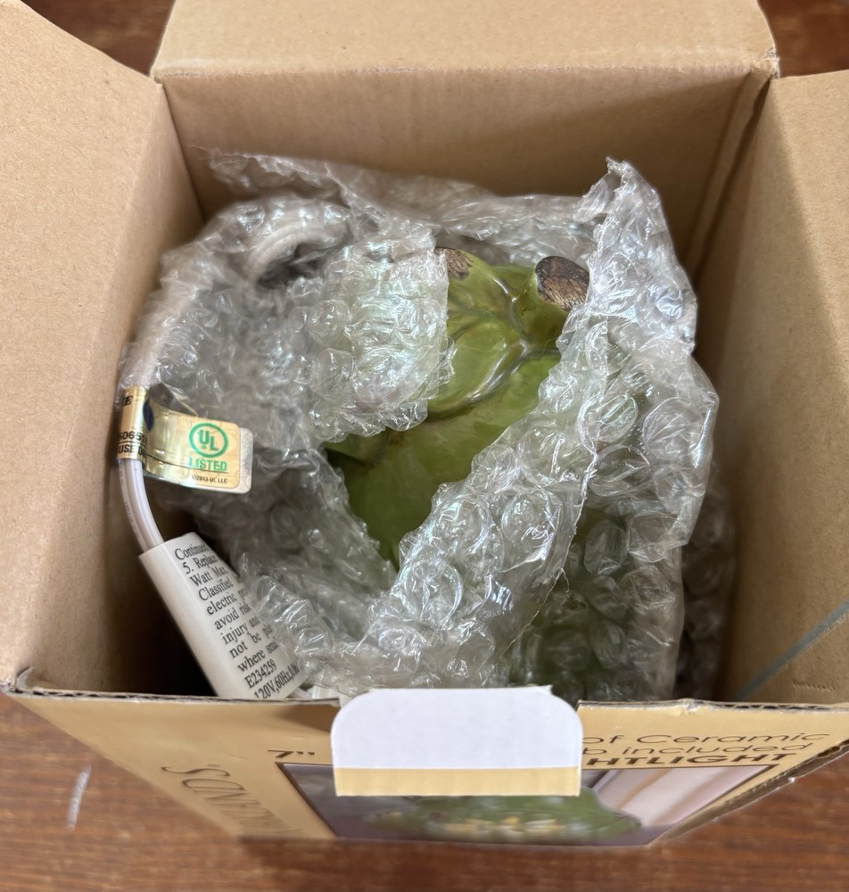 New Kirkland Ceramic 7” Rustic Pear Night Light in Box