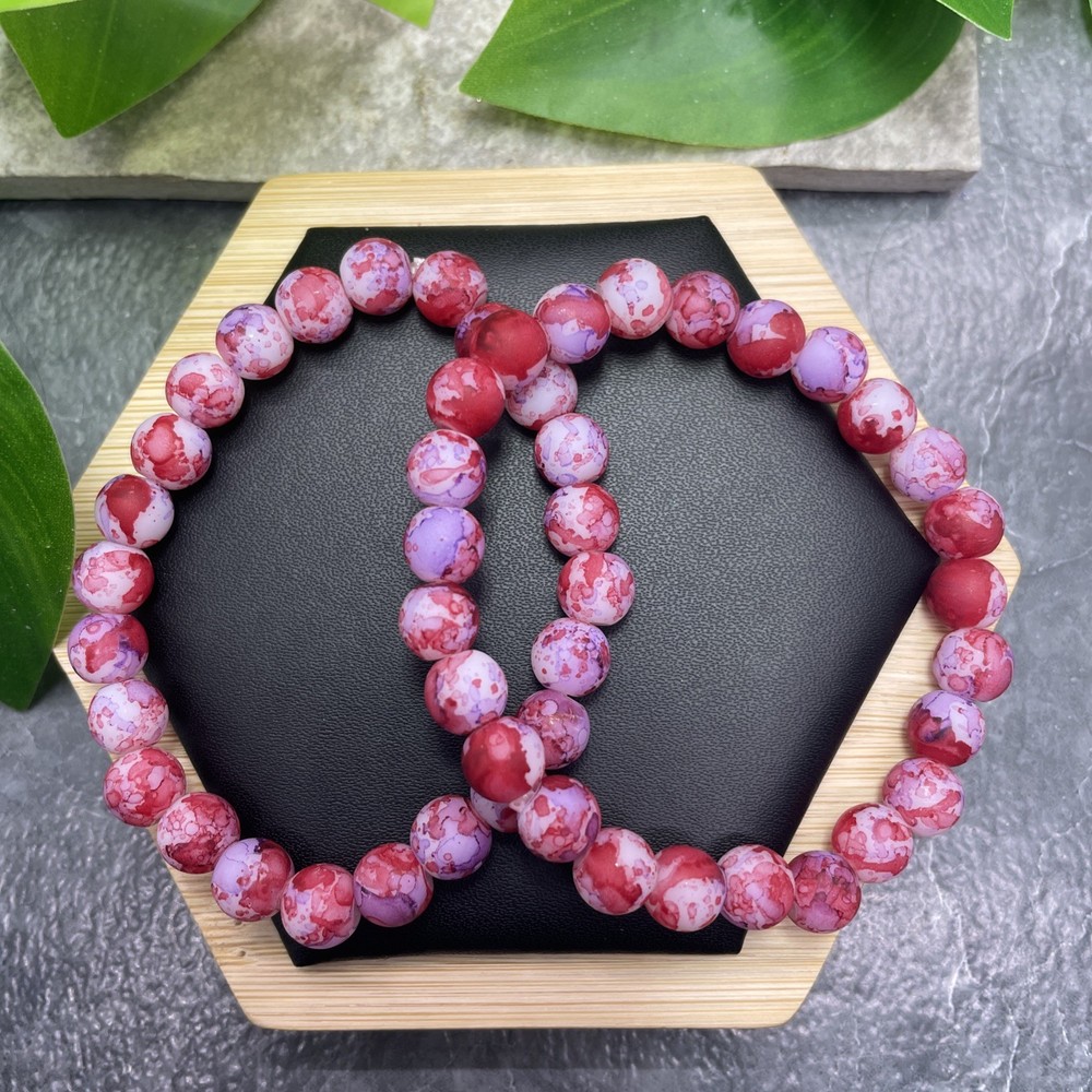2 PC Handmade Bead Beaded Stackable 6.5” Plus Stretch Bracelet New C1547