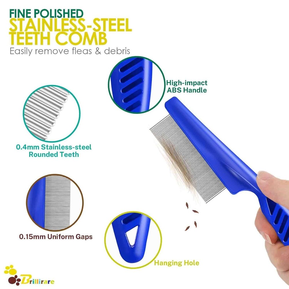 6 Pack Dog & Cat Grooming Combs – Flea Lice Remover, Double-Sided Tool