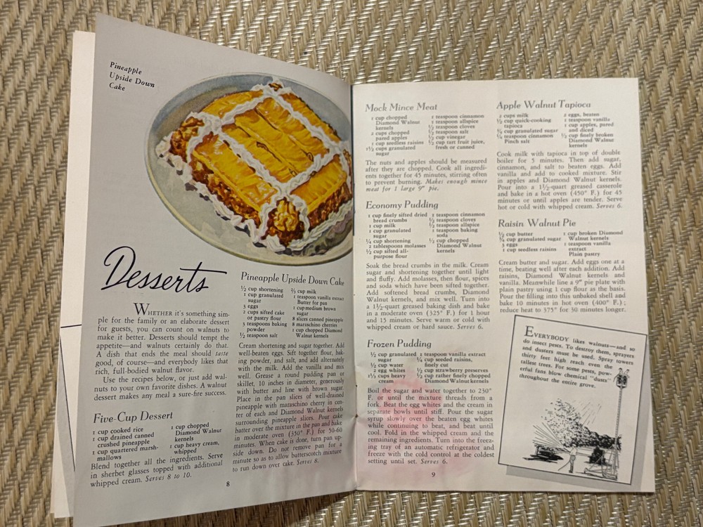 Diamond Walnuts Menu Magic in a Nutshell Cookbook Soft Cover - Retro 1950s