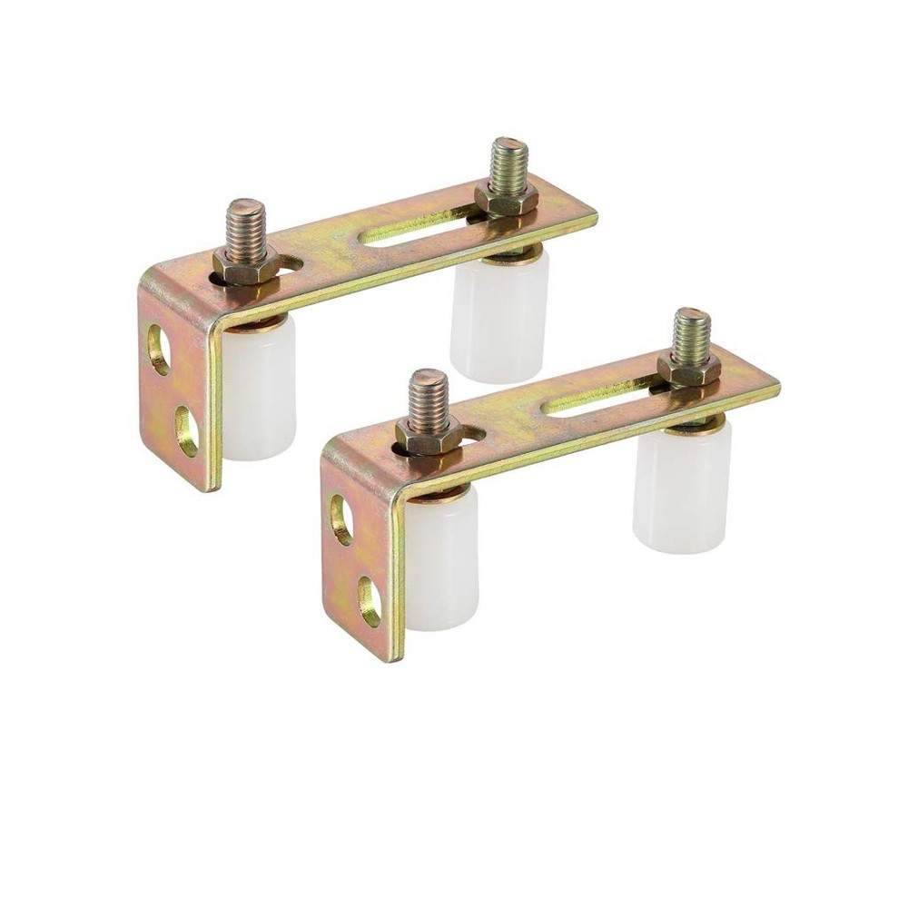 Slide Gate Guide Roller with L Post Bracket, Adjustable Dual Nylon Rollers Ga...