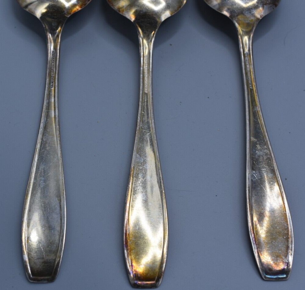 3 Wallace Wallingford MARCIA Solid Serving Spoons 8" Silverplate Flatware