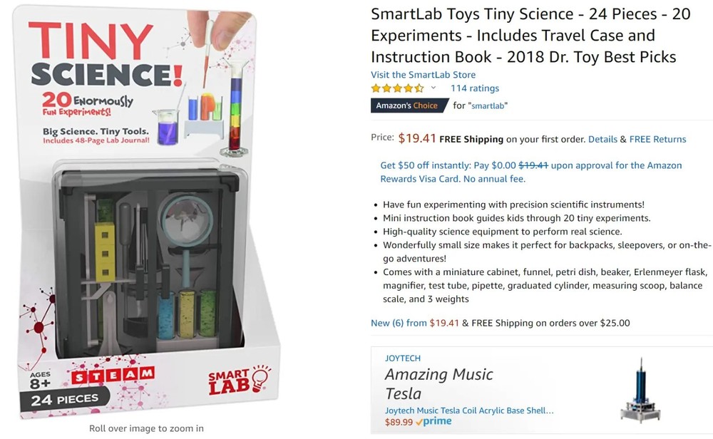 SmartLab Toys Tiny Science - 20 Enormously Fun Experiments. Big Science