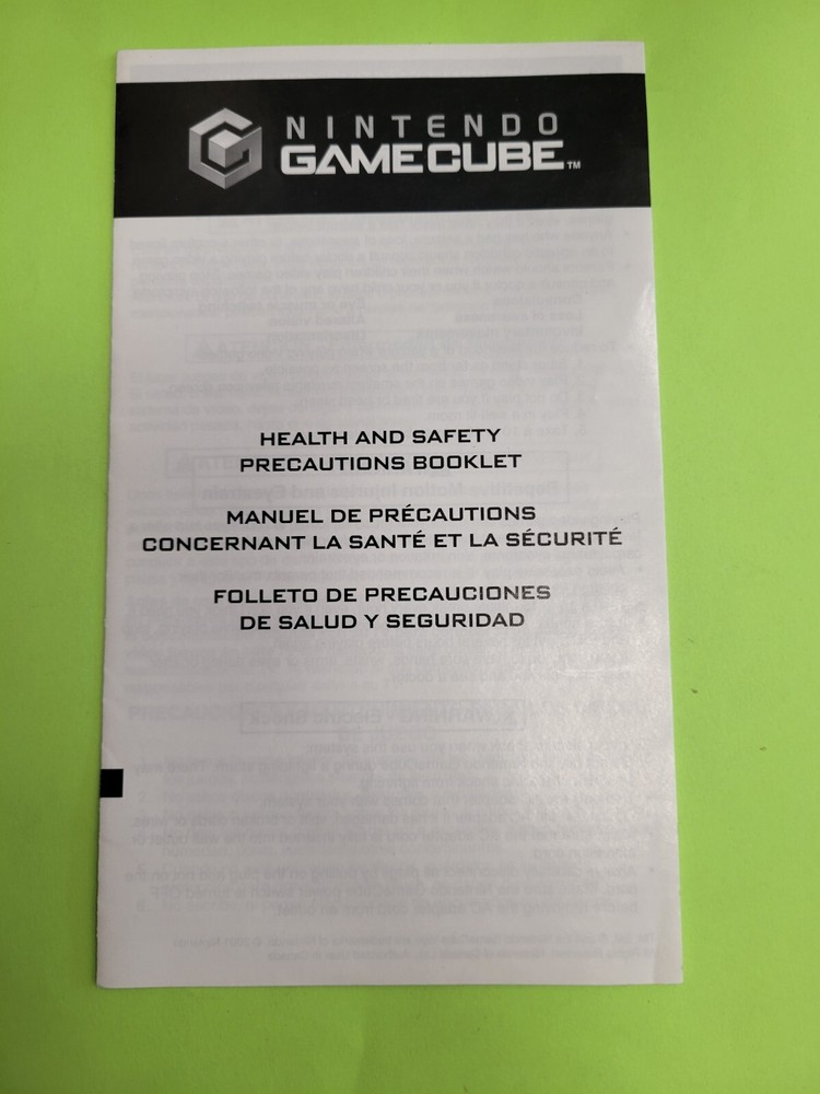 Gamecube Health & Safety Precautions Booklet