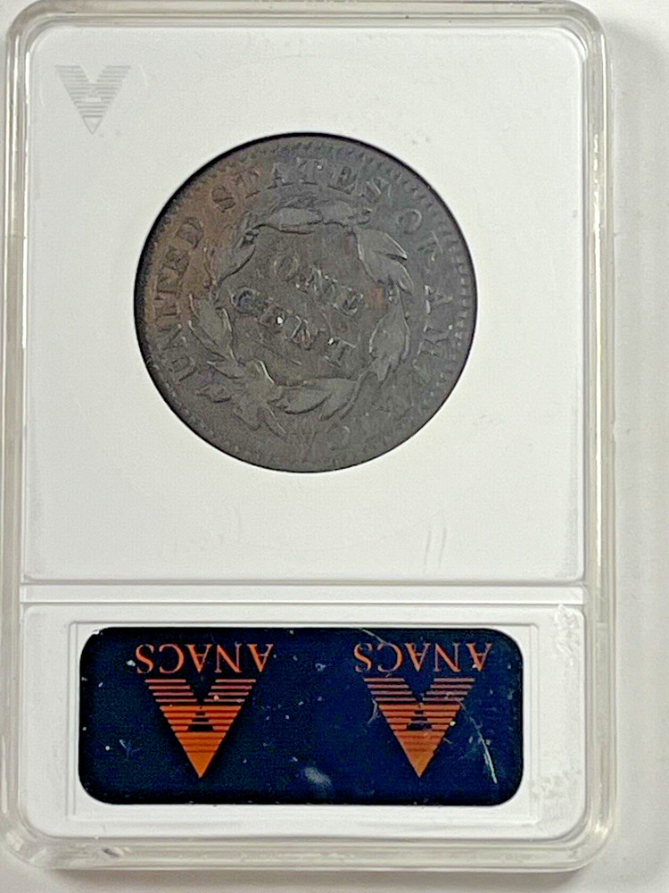 1833 Coronet Head Large Cent : ANACS VF30