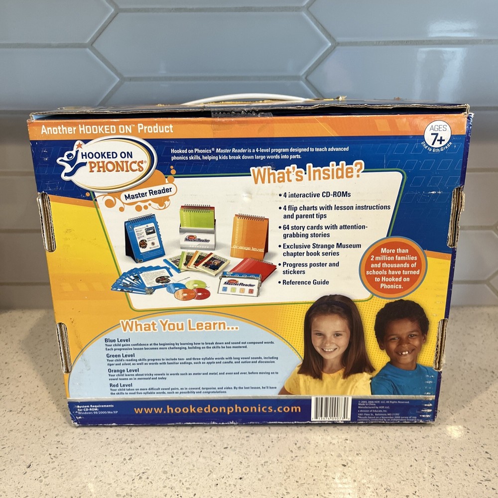 Hooked on Phonics Master Reader 2nd to 6th Grade 7+ Years Old - Complete In Box