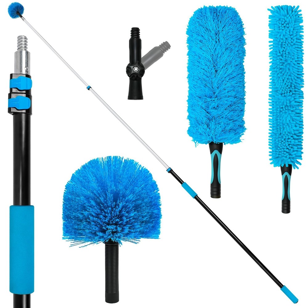 20FT High Ceiling Fan Duster with 5-12FT Extension Pole, Extendable Reusable ...