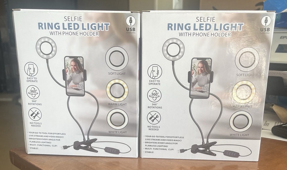 Selfie Ring LED Light with Phone Holder & Adjustable Lighting - 2 Pack!!
