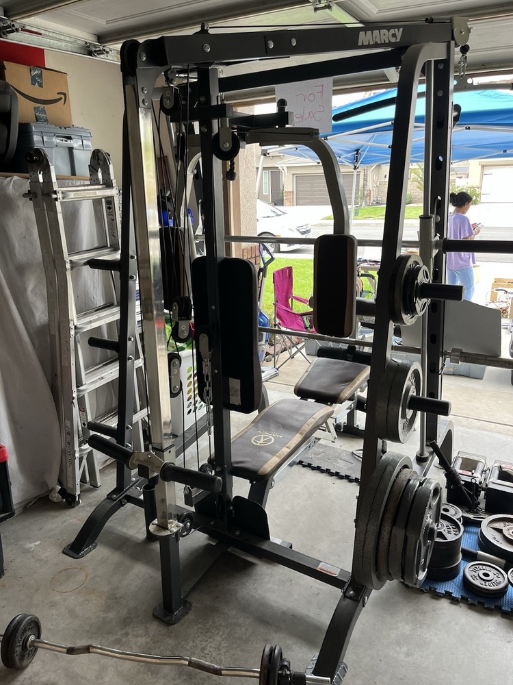 Smith Machine Multifunctional Power Cage Squat Rack Training w/Pull Down System