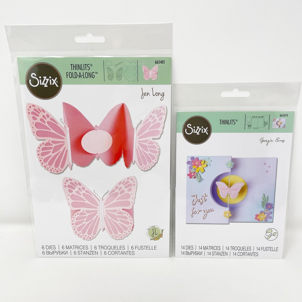 Sizzix Thinlits Butterfly Fold A Long Spinner Cards Cutting Dies NEW