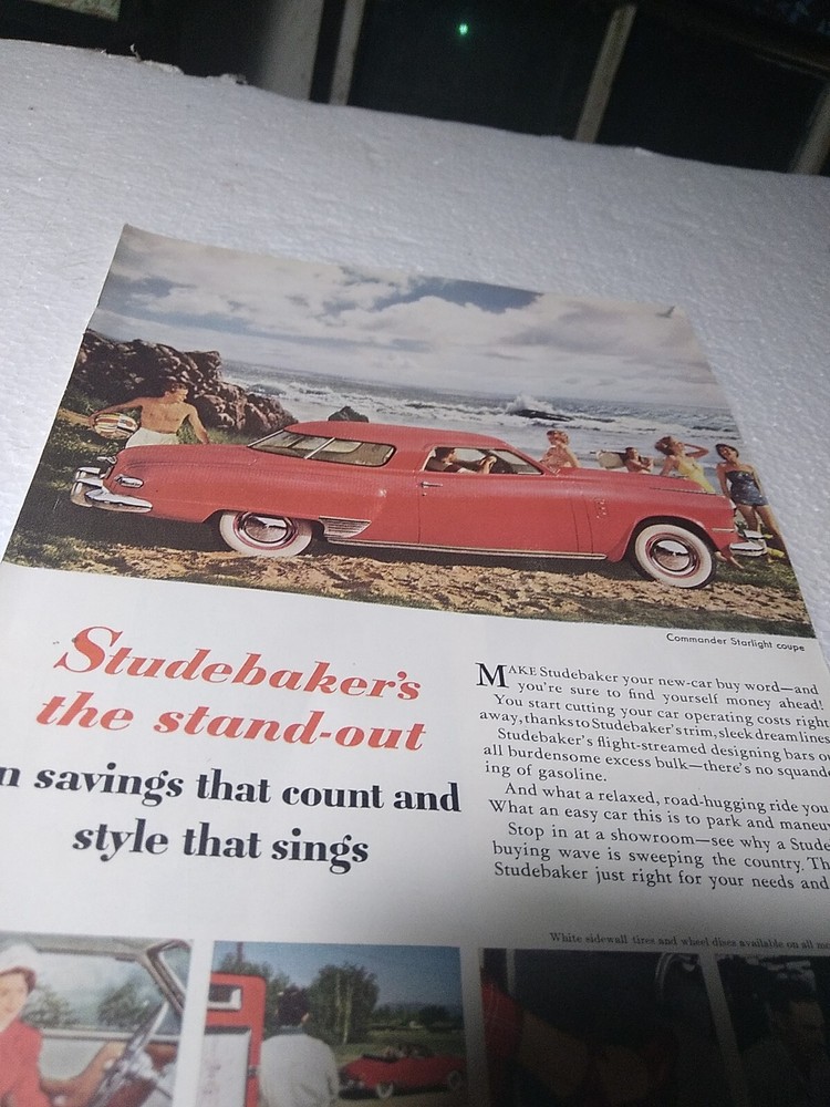 1949 Print Advertisement Studebaker Commander Starlight Coupe 6.5x10"