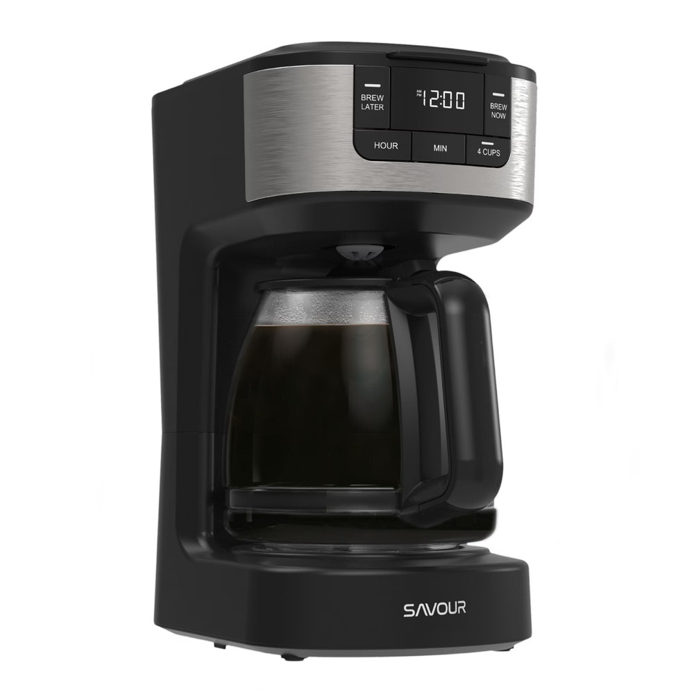 12-Cup Programmable Coffee Maker Ac-Powered Brewing Machine, Black