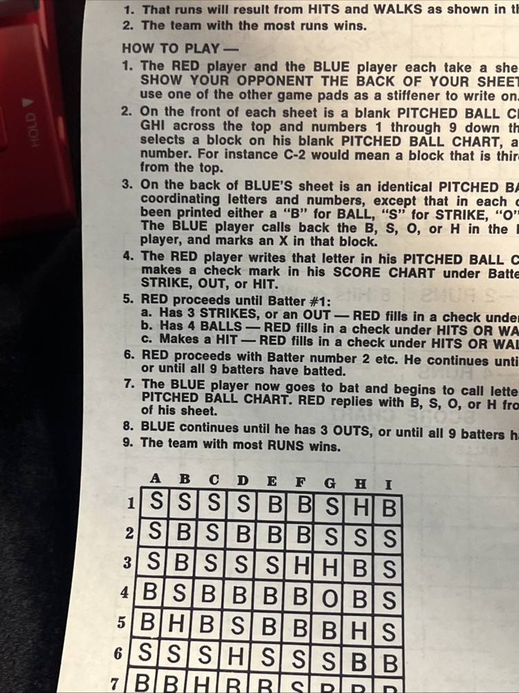 Baseball Notepad Game 15 Unused Sheets Vintage