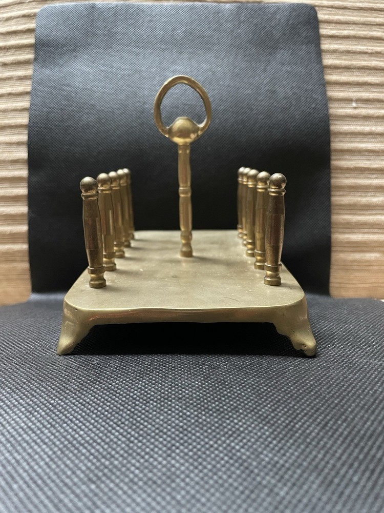Vintage Solid Brass Letter Holder Desktop Mail Organizer Decor Charming! XLNT!