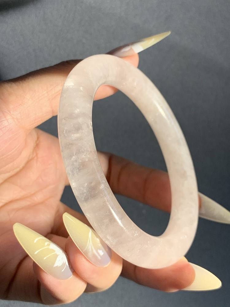 56.3mm Natural Rose Crystal Bangle/hand polished