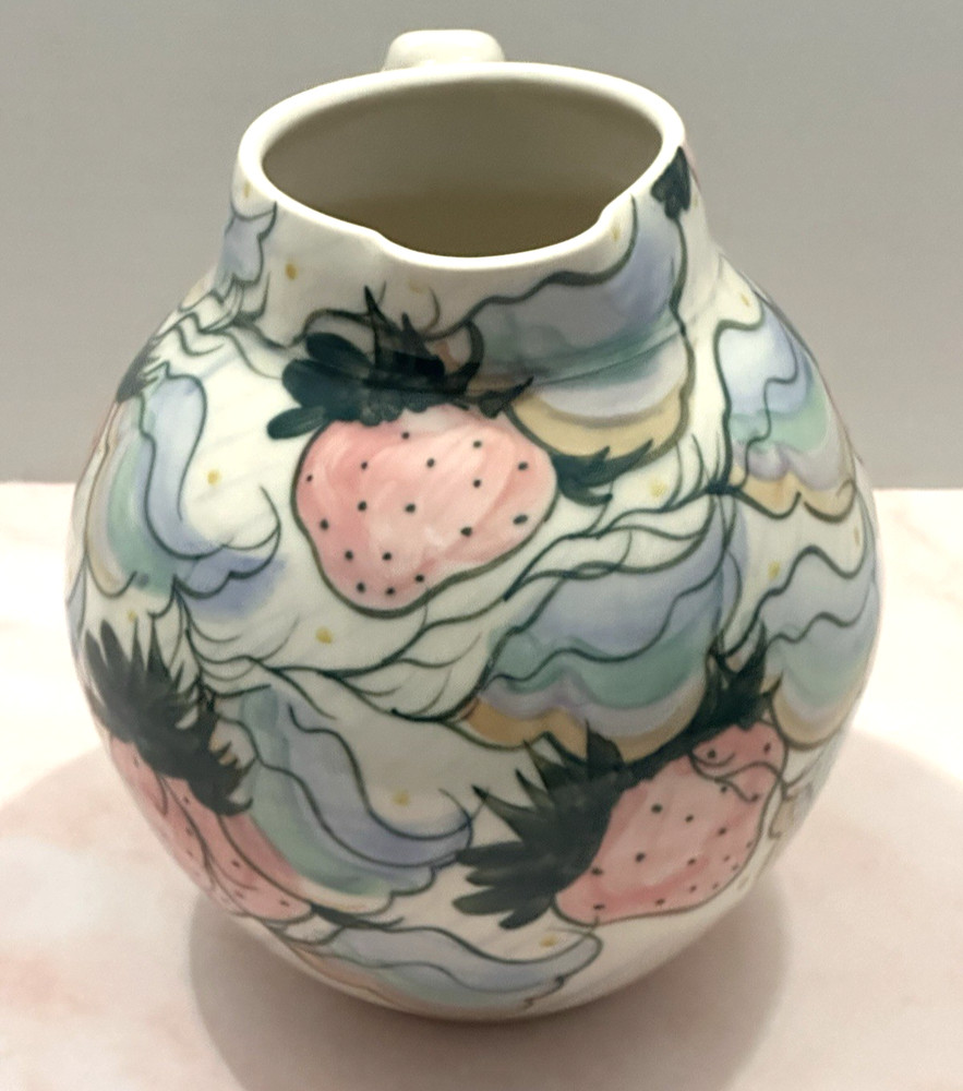 Pitcher Hand Painted with Strawberry’s Decor MCM Pitcher Unbranded