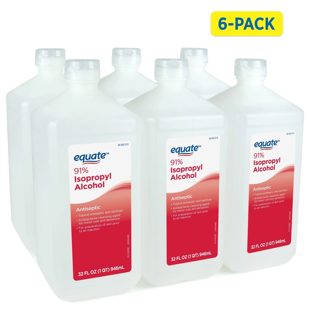 91% Isopropyl Alcohol Antiseptic 6 Pack 32 oz First Aid Cleaning Solution