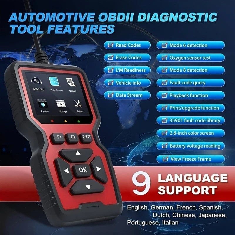 Engine System ​V519 Battery Tester Car OBD2 Code Reader OBD II EOBD Scanner Tool