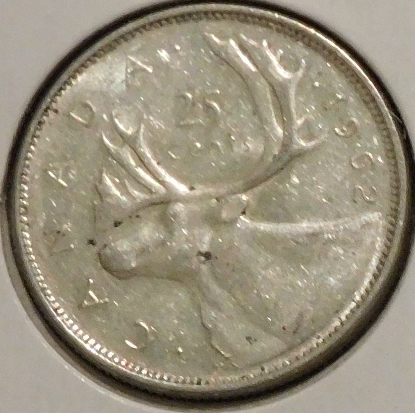 Canada Silver Quarter - 1962 (Spotty) [04]