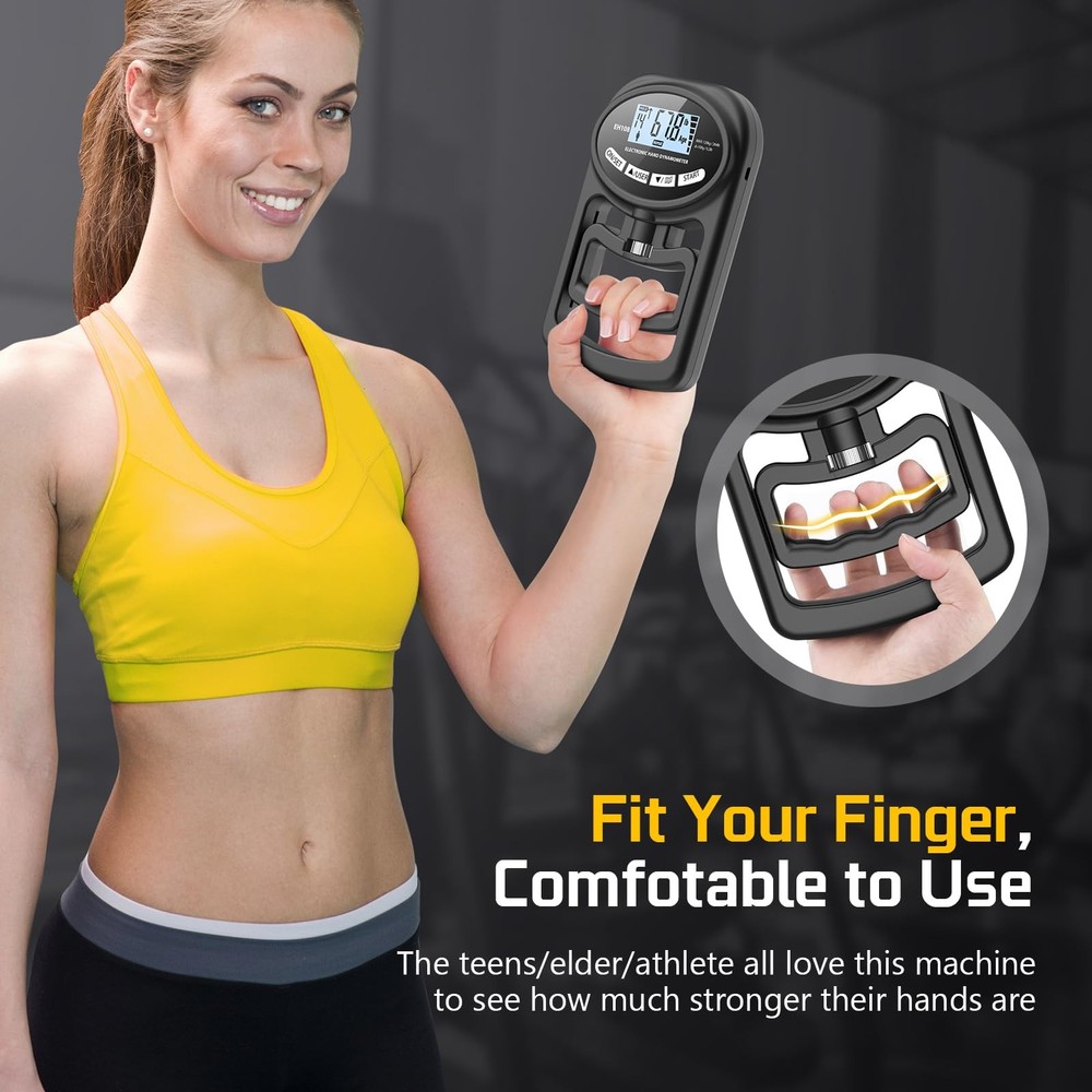 Hand Grip Strength Tester Trainer - Electronic Hand Dynamometer Forearm Grip ...