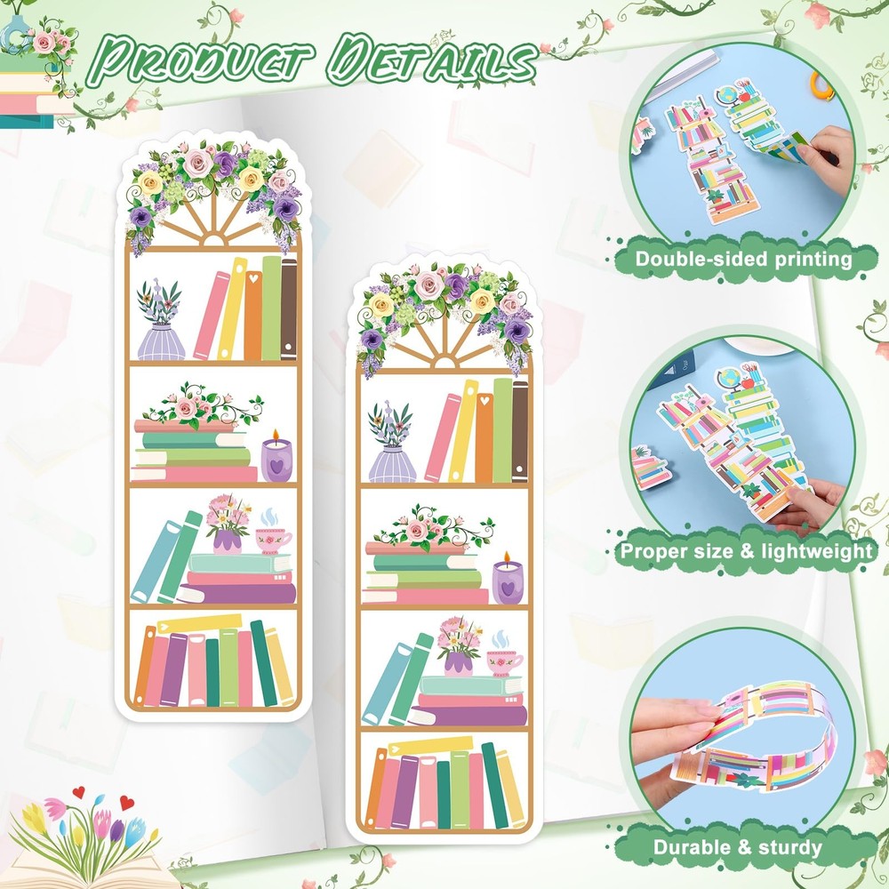 150 Pieces Book Tracker Bookmarks Bulk Bookshelf Design Double-Sided Reading ...