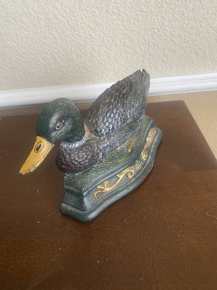 Wright Studios Cast Iron DOOR STOP Hand Painted Mallard Duck
