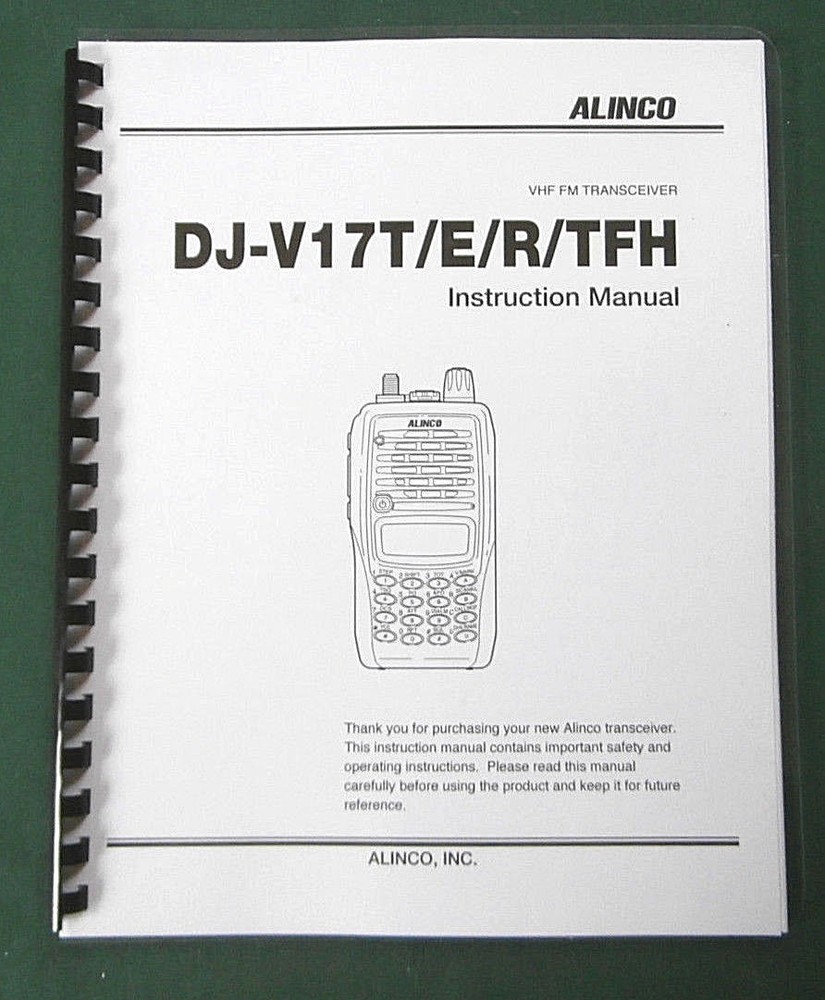 Alinco DJ-V17T Instruction Manual: Comb bound & Protective Plastic Covers