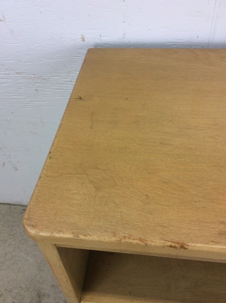 Mid Century Modern Maple Nightstand with One Drawer