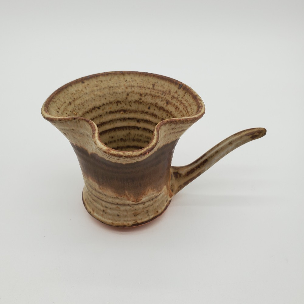 Signed Handmade Stoneware Glazed Pottery Dipper
