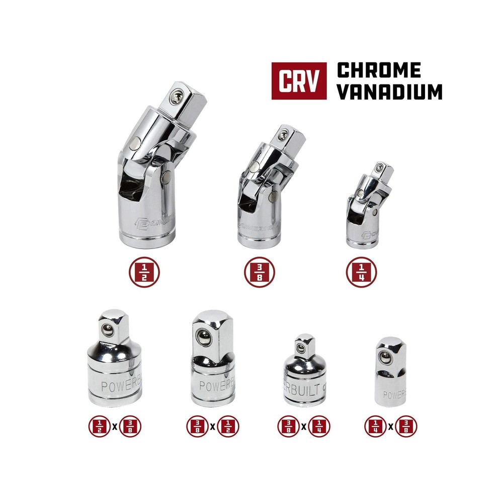 Powerbuilt 7 Piece Universal Joint and Socket Adaptor Set, U-Joint ... Fast Ship
