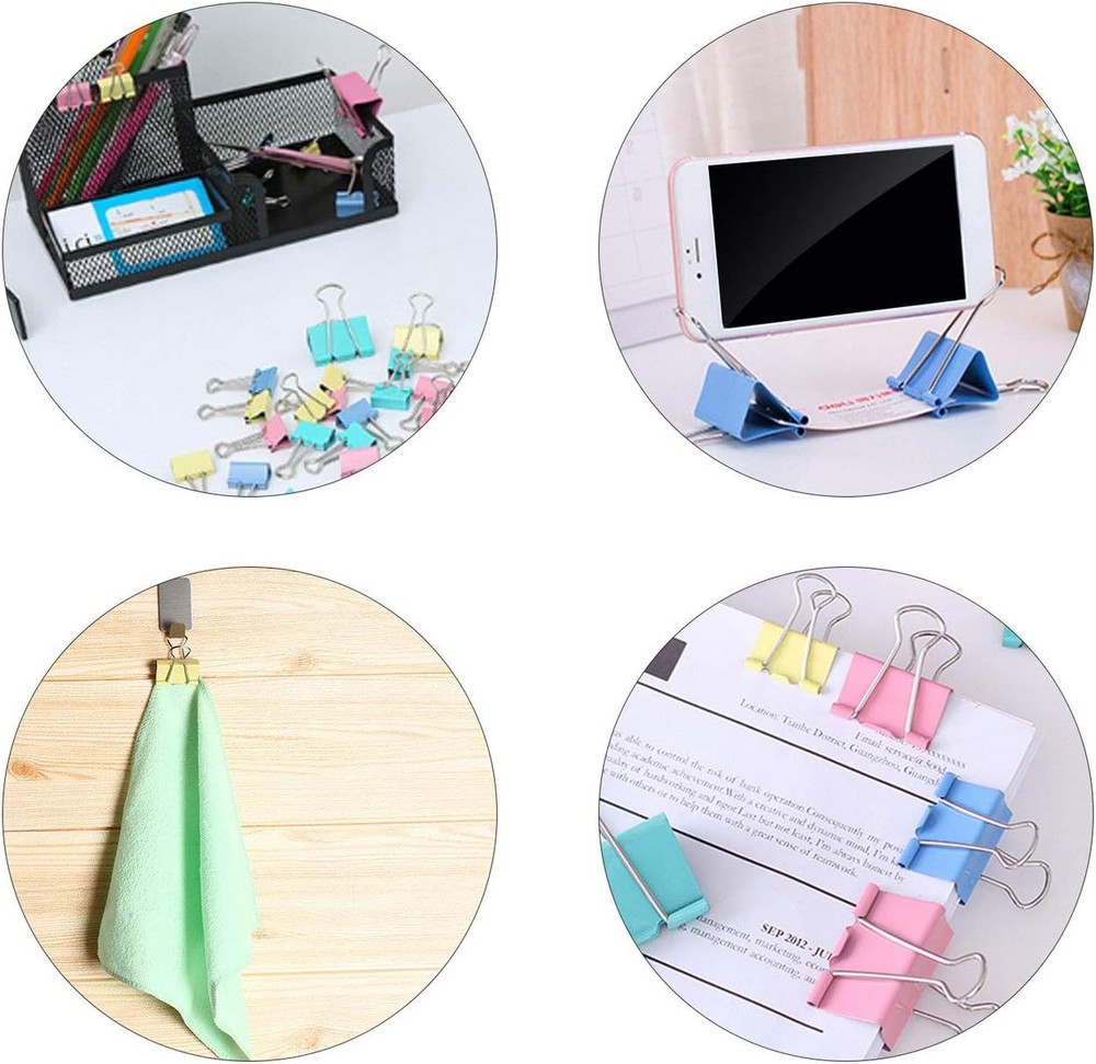 Binder Clips - Assorted Sizes 100 Count, X Large, Medium, Colorful