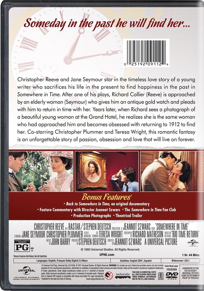 Somewhere in Time DVD Christopher Reeve NEW