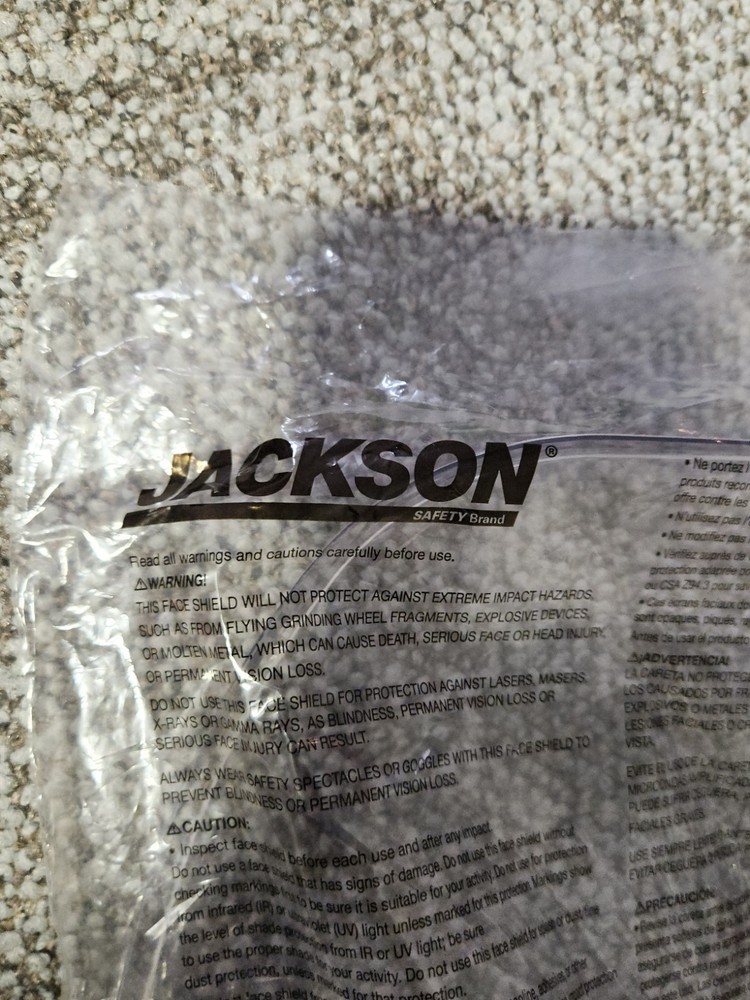 Jackson Safety 29084 Face Shield Visor, Clear Visor, Polycarbonate, Uncoated